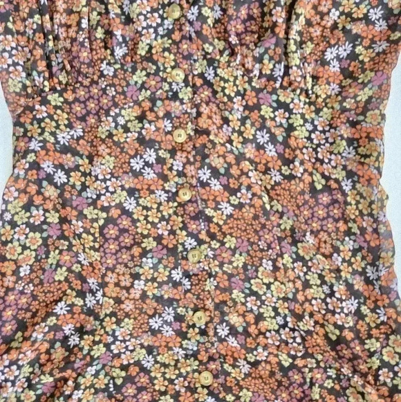 Free people Bonnie shirt dress floral orange button mini dress sz Small - Picture 4 of 11